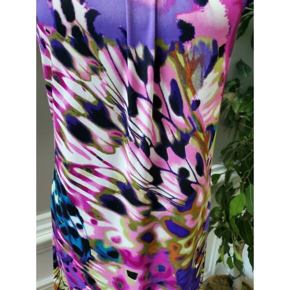 Rabbit Design Women's Polyester Cap Sleeve Round Neck Knee Length Dress Size 8 - Picture 3 of 11